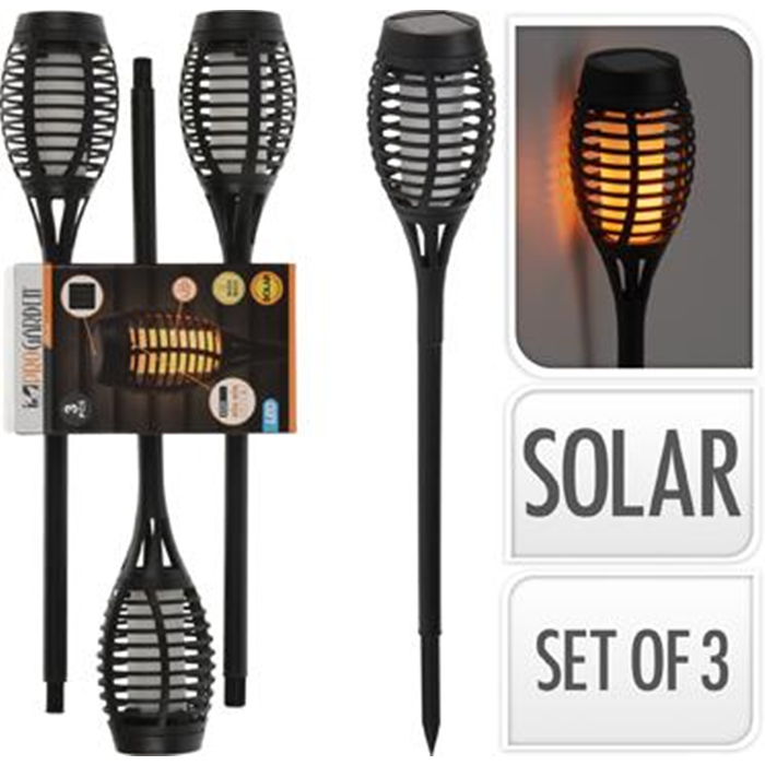 Solcelle fakkel 3 stk. ø7cm. h48cm.