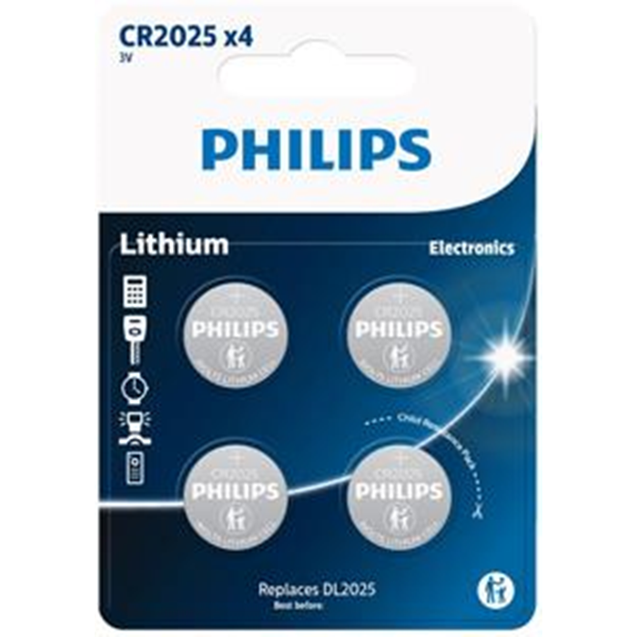 Philips batteri CR2025 3V 4 stk.