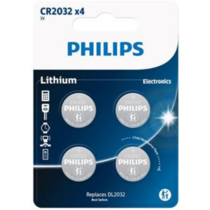 Philips batteri CR2032 3V 4 stk.