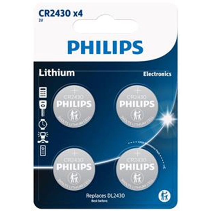 Philips batteri CR2430 3V 4 stk.