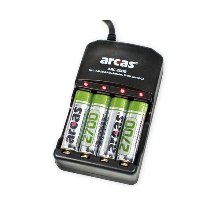 Batterioplader inkl. 4 stk. AA 2700mAh