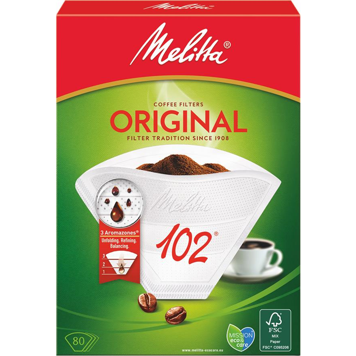 Kaffefilter Melitta 102 80 stk. bleget