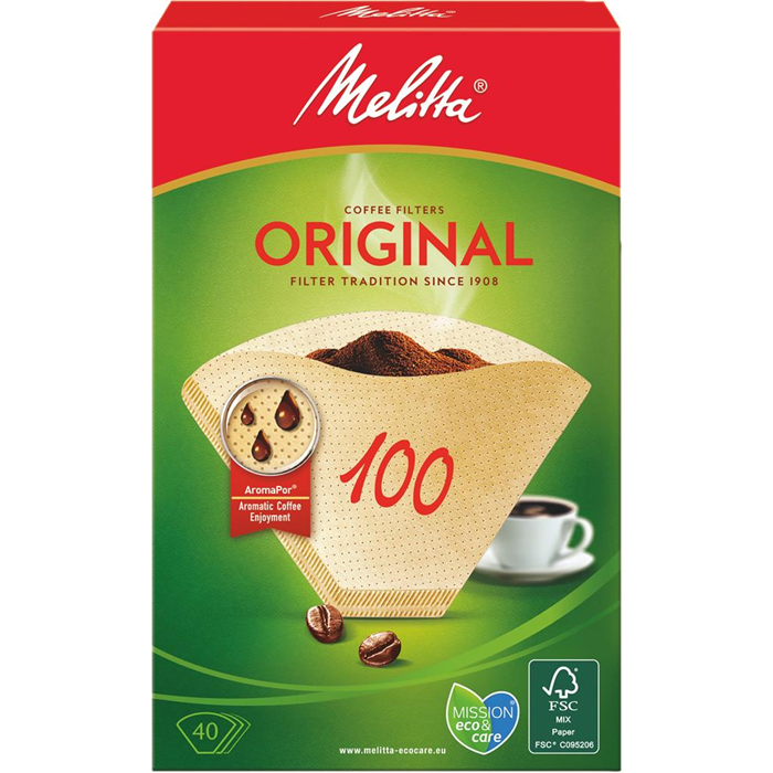 Kaffefilter Melitta 100 40 stk. ubleget