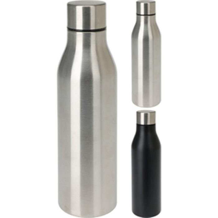 Drikkeflaske 450ml. ass. stål/mat sort