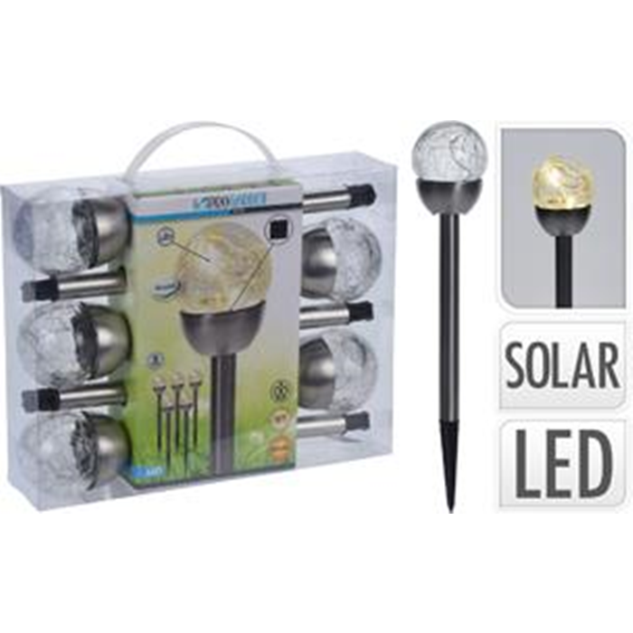 Solcelle fakkel 5 stk. glaskugle h36cm.