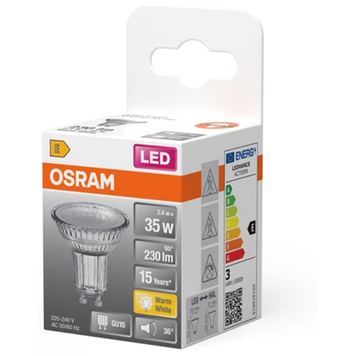 LED spot GU10 2,4W/35W 230L ikke dæmpbar Osram