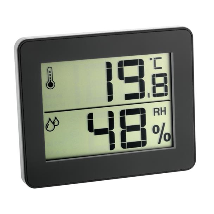Termometer/hygrometer sort flad stå/hænge TFA