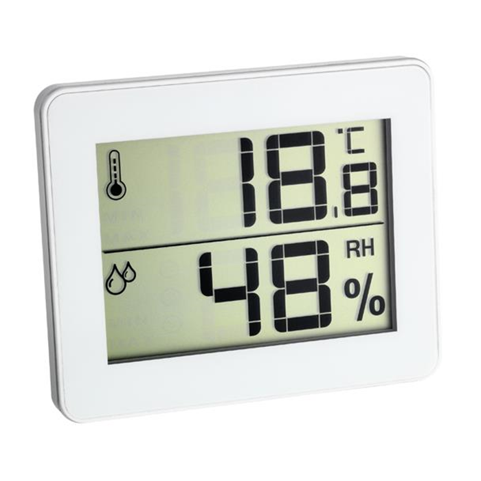 Termometer/hygrometer hvid flad stå/hænge TFA