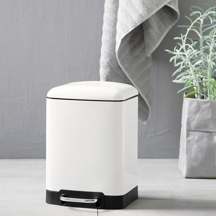 Affaldsspand firkantet hvid 6L. softluk