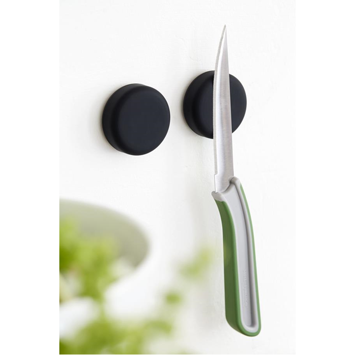 Knivmagnet rund 2 stk. sort silikone