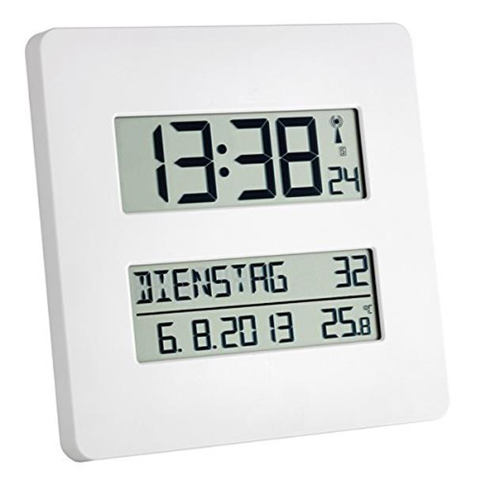 Vægur digital med ugedag/dato/temperatur TFA