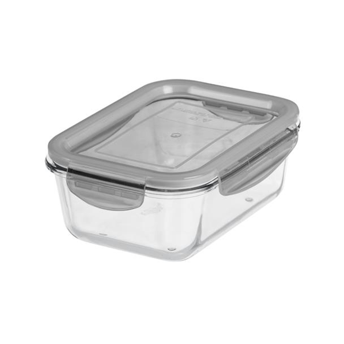 Opbevaringsboks 0,75L. glas tæt gråt låg