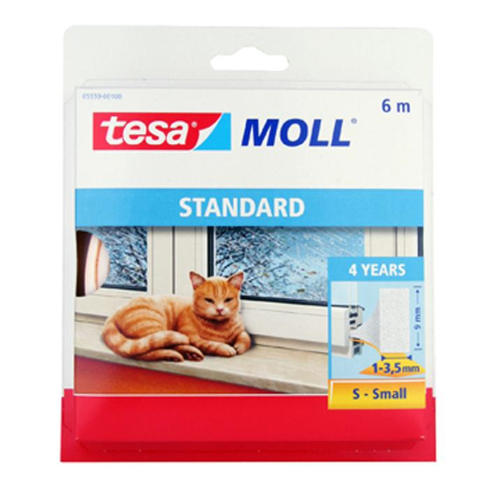 Tætningsliste flad PVC 6m. hvid Tesa