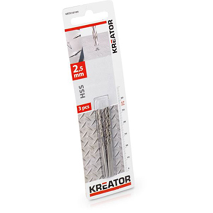 Bor HSS metal 2,5mm. 57mm. 3 stk. KRT010104