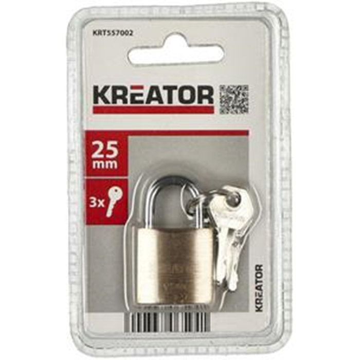 Hængelås 25mm. 3 nøgler KRT557002 Kreator