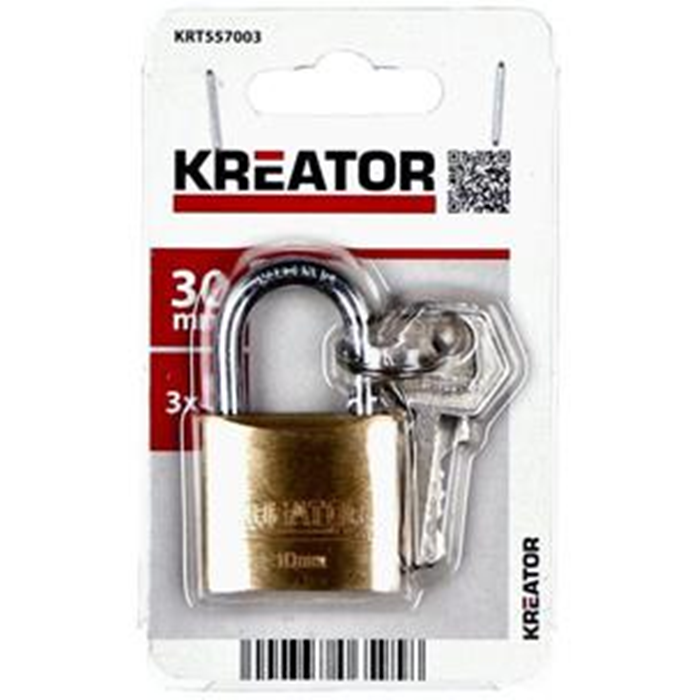 Hængelås 30mm. 3 nøgler KRT557003 Kreator
