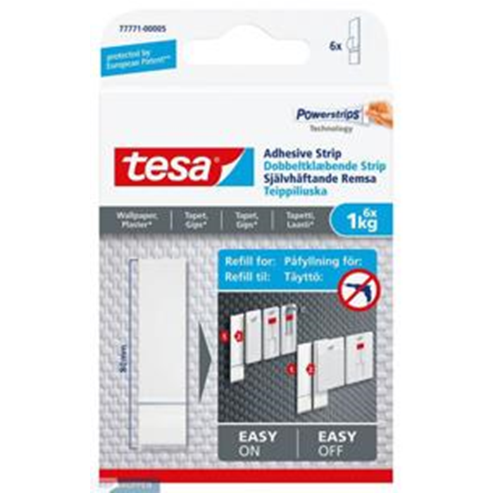 Powerstrip refill 1kg. 6 stk. hvid (tapet) Tesa