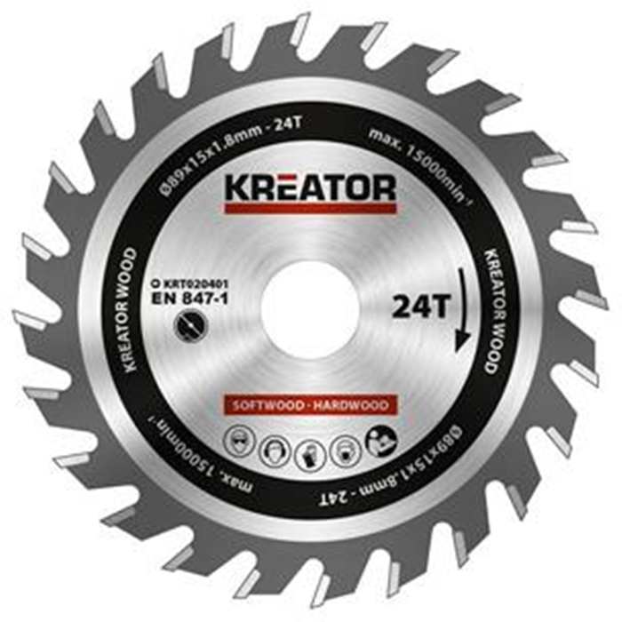Skæreskive til træ ø89mm. KRT020401 Kreator