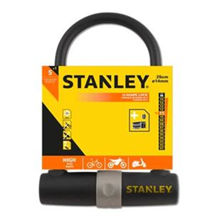 Cykellås u-formet ø14mm. 25cm. Stanley