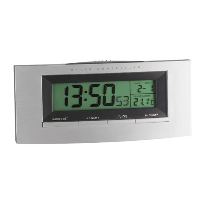 Vækkeur digital sølv med temperatur TFA