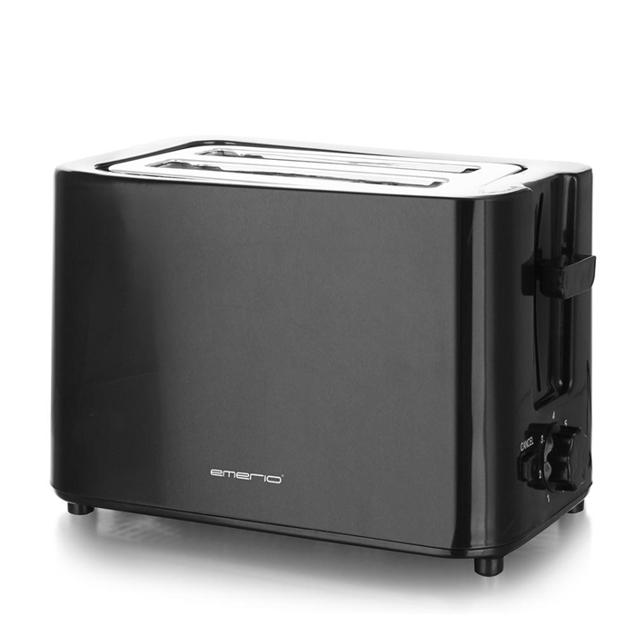 Emerio Brødrister opret sort 700w. 2 skiver