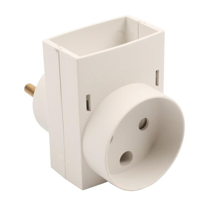 Dobbeltstik D3 rund/flad hvid