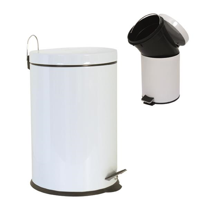 Pedalspand 5L. hvid stål ø19,5 x h25cm.