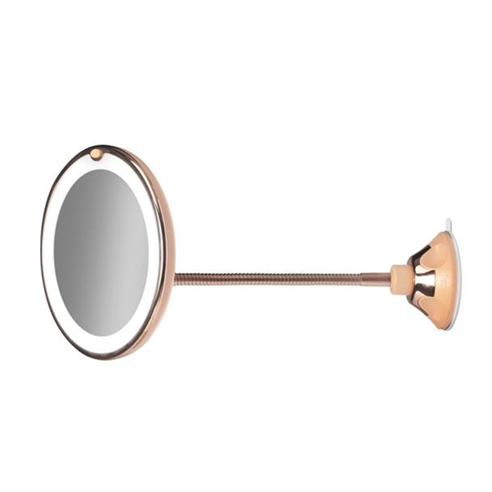 Makeupspejl sugekop med lys kobber ø17cm.