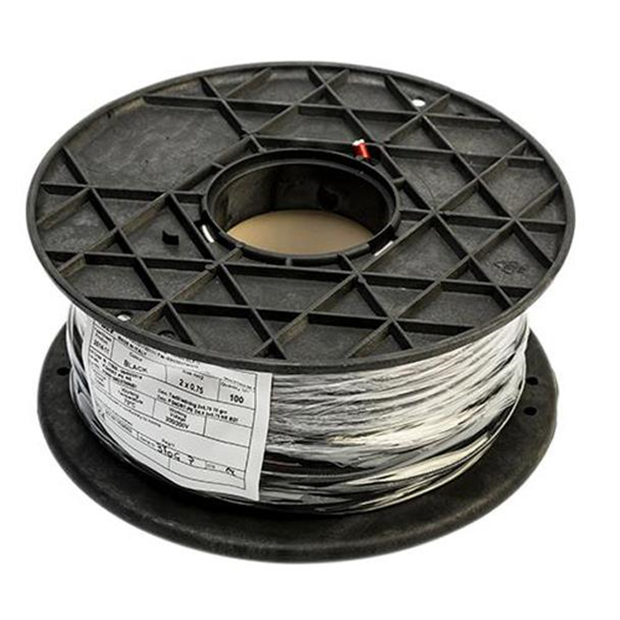Stofledning sort 2x0,75GKA 100m.