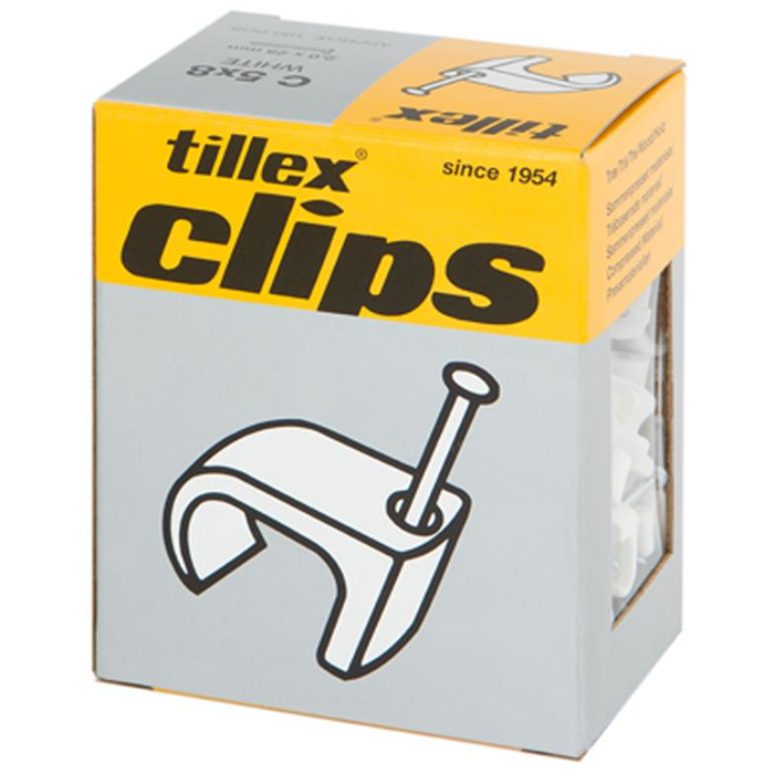 Tillex 100 stk. 3x5 hvid flad ledningsclips