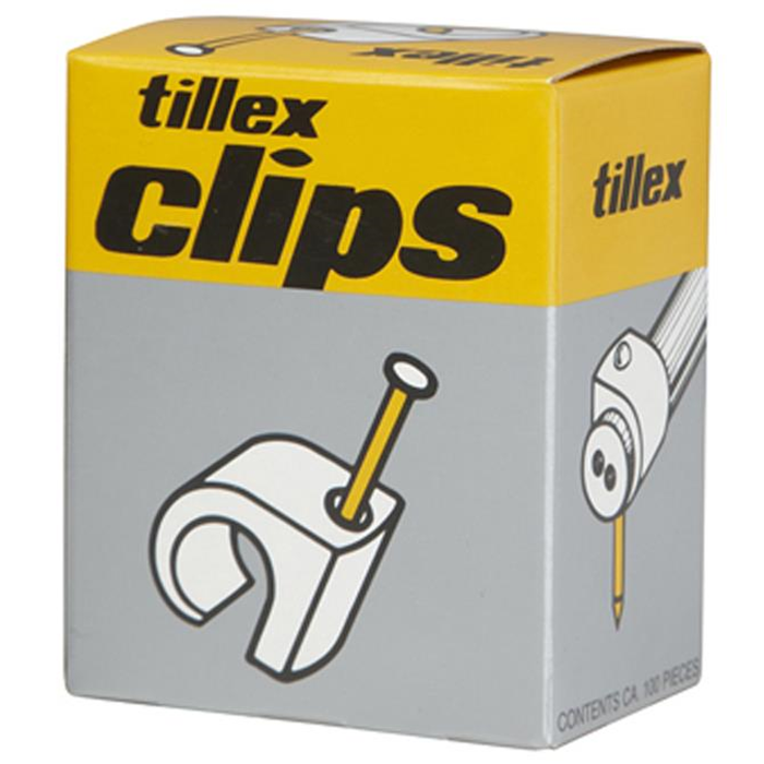 Tillex 100 stk. 7-10 hvid rund ledningsclips