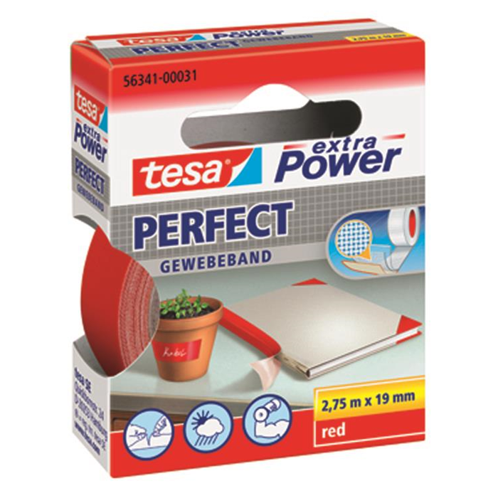 Lærredsbånd rød 19mm. Tesa