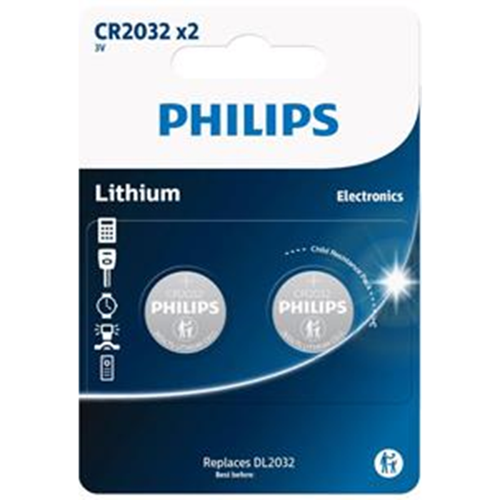 Philips batteri CR2032 3V 2 stk.