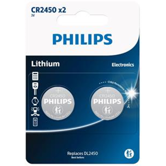 Philips batteri CR2450 3V 2 stk.