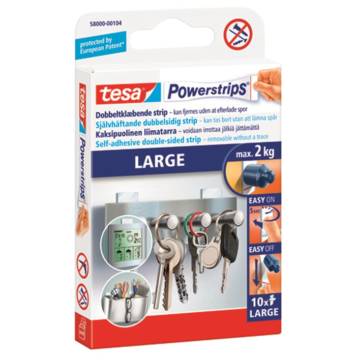 Power strips 10 stk. max 2kg. Tesa
