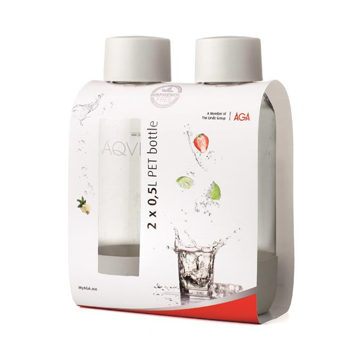 Sodaflaske 0,5L. 2 stk. hvid PET AGA