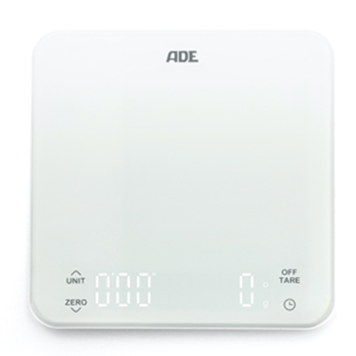 Køkkenvægt timer glas hvid 5kg. USB-lader KE2100