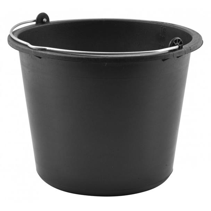 Murerspand 12L. sort med metal hank