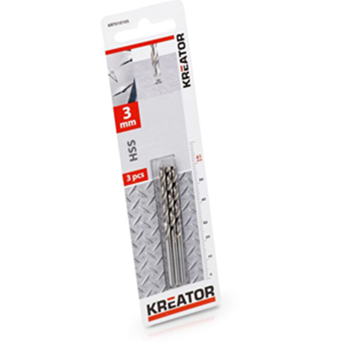 Bor HSS metal 3,0mm. 61mm. 3 stk. KRT010105