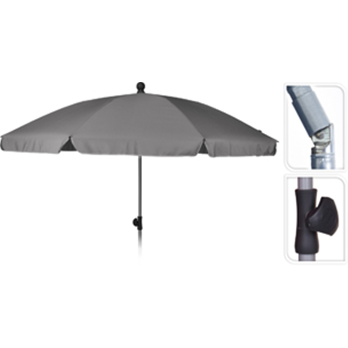 Parasol ø200cm. med tilt grå