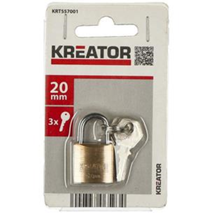 Hængelås 20mm. 3 nøgler KRT557001 Kreator