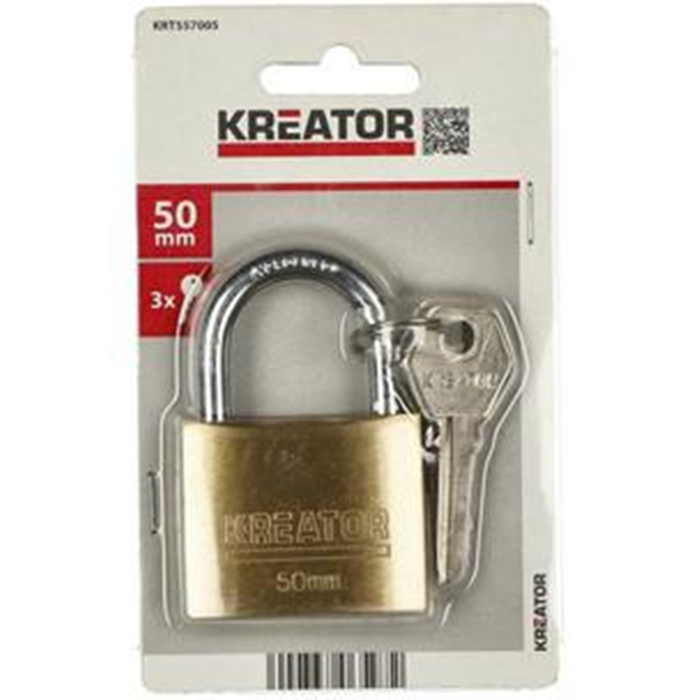 Hængelås 50mm. 3 nøgler KRT557005 Kreator