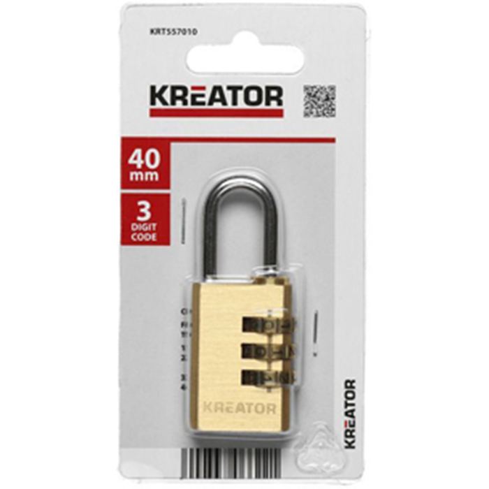 Hængelås kode 40mm. KRT557010 Kreator