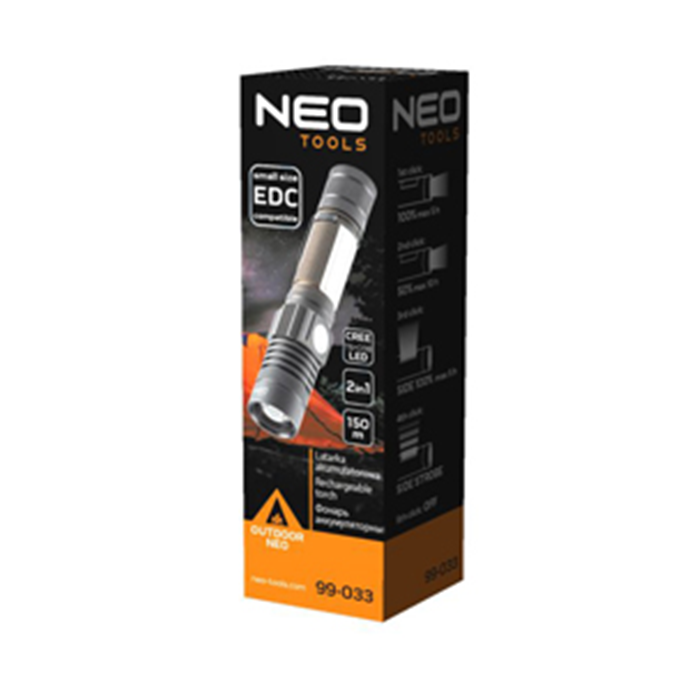 Lommelygte 2i1 opladelig-USB 99-033 Neo
