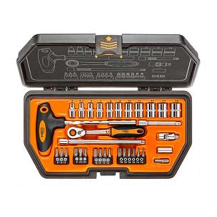 Topnøglesæt 34 dele 1/4" 08-601 Neo